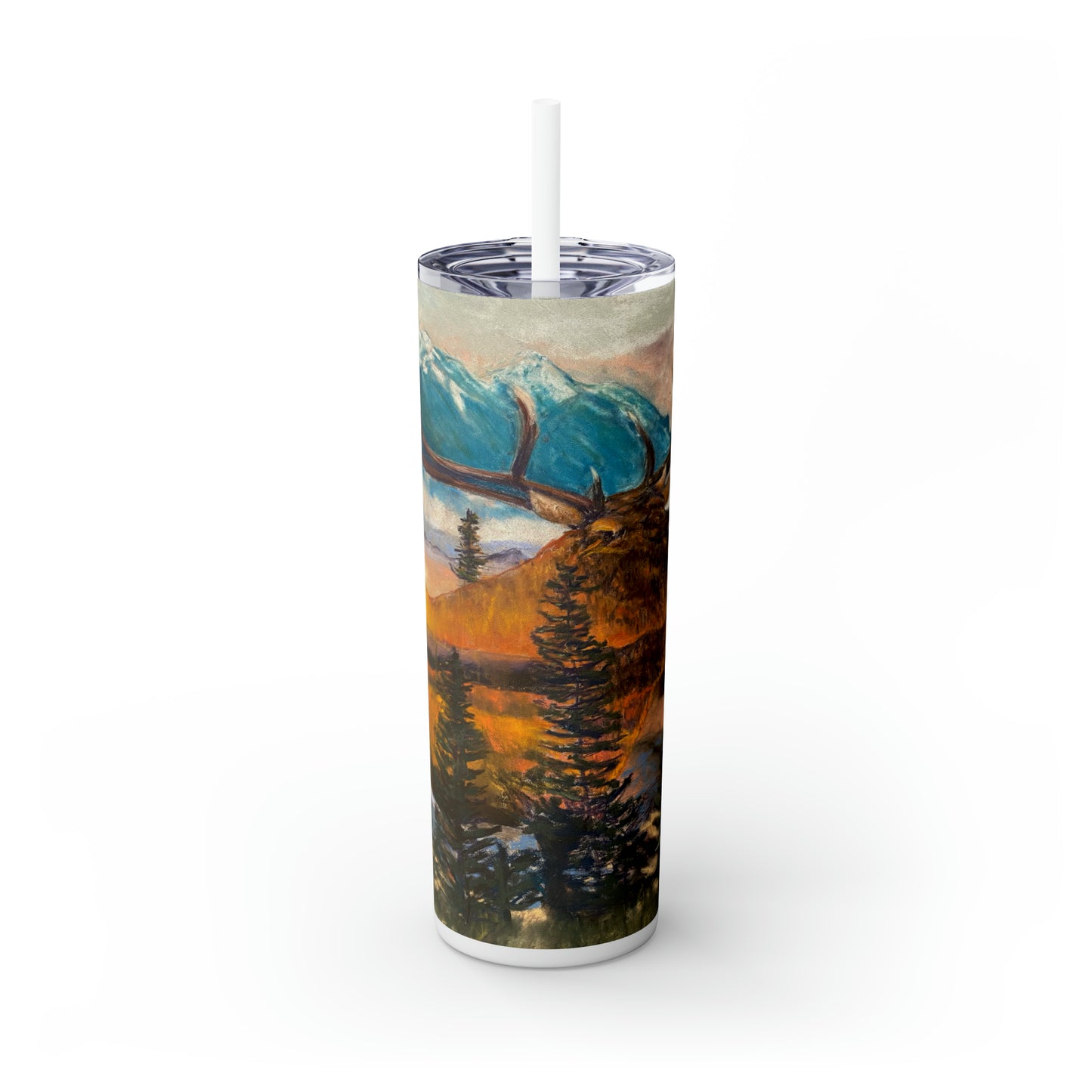 Elk Skinny Tumbler with Straw, 20oz