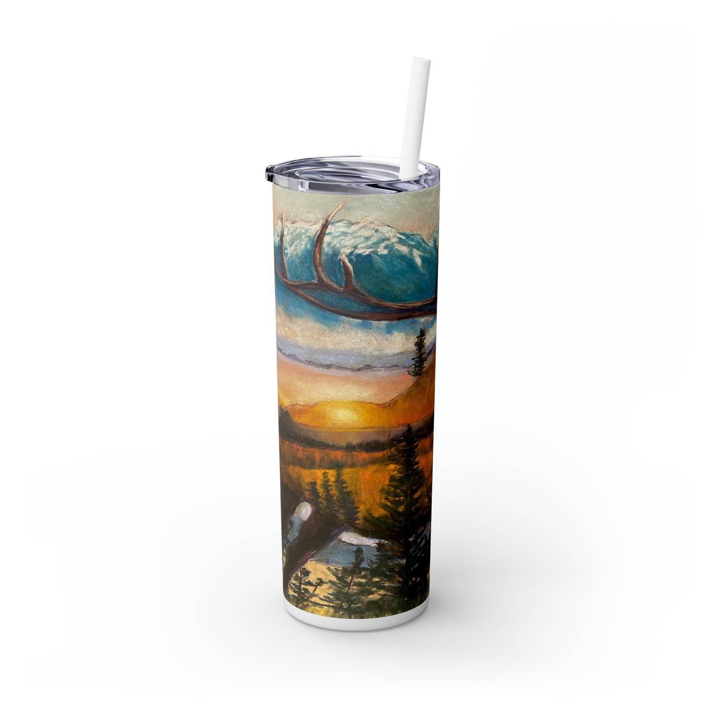 Elk Skinny Tumbler with Straw, 20oz