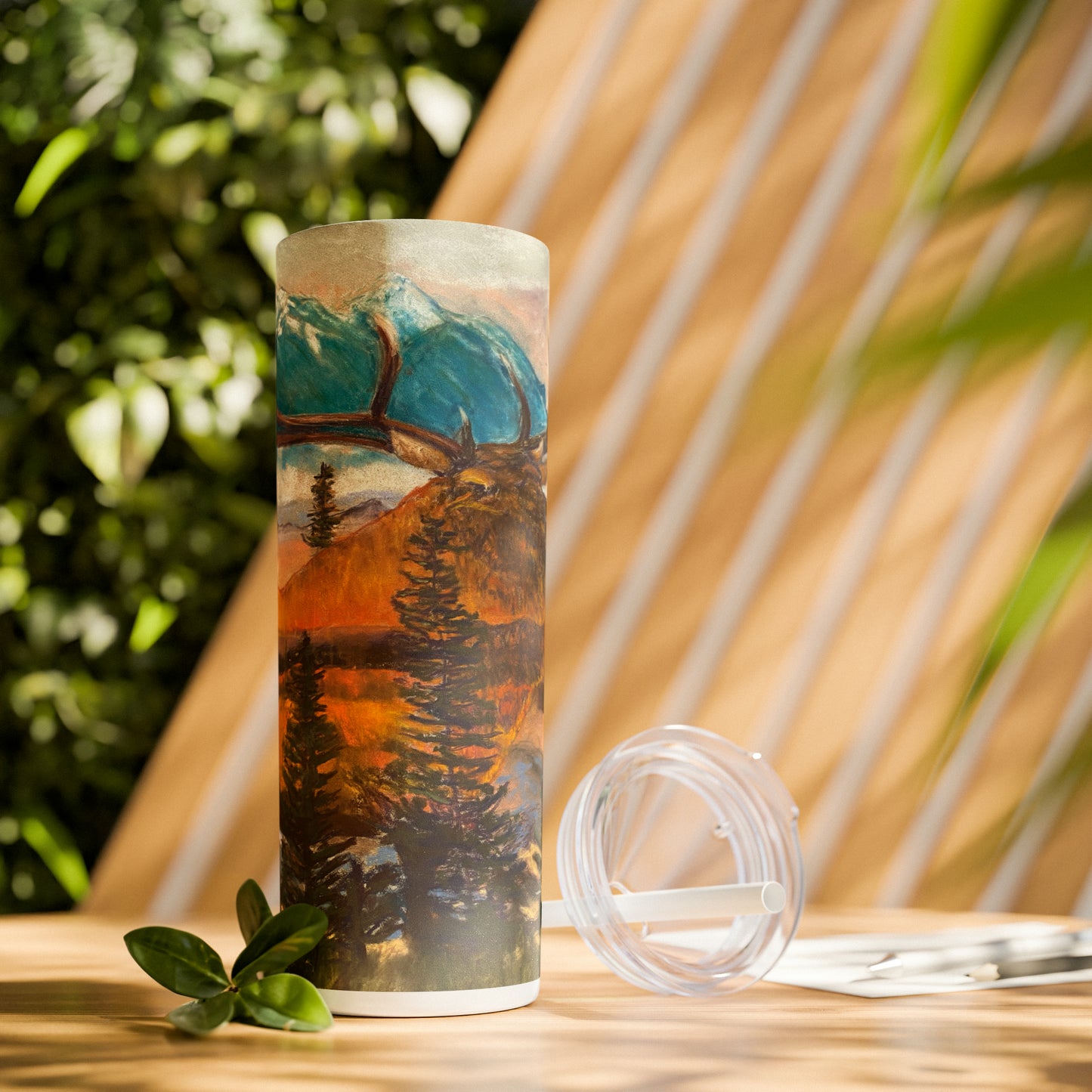 Elk Skinny Tumbler with Straw, 20oz