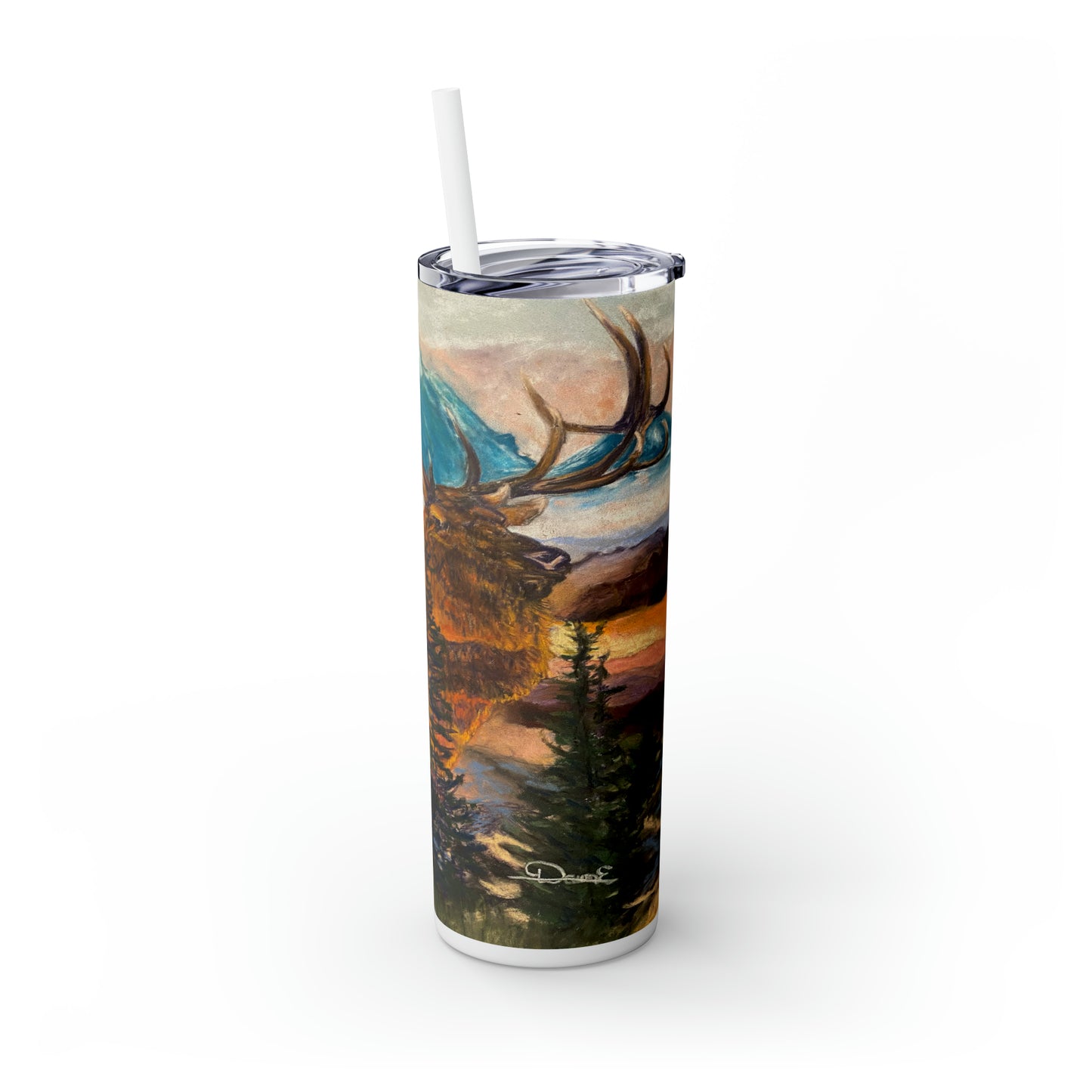 Elk Skinny Tumbler with Straw, 20oz