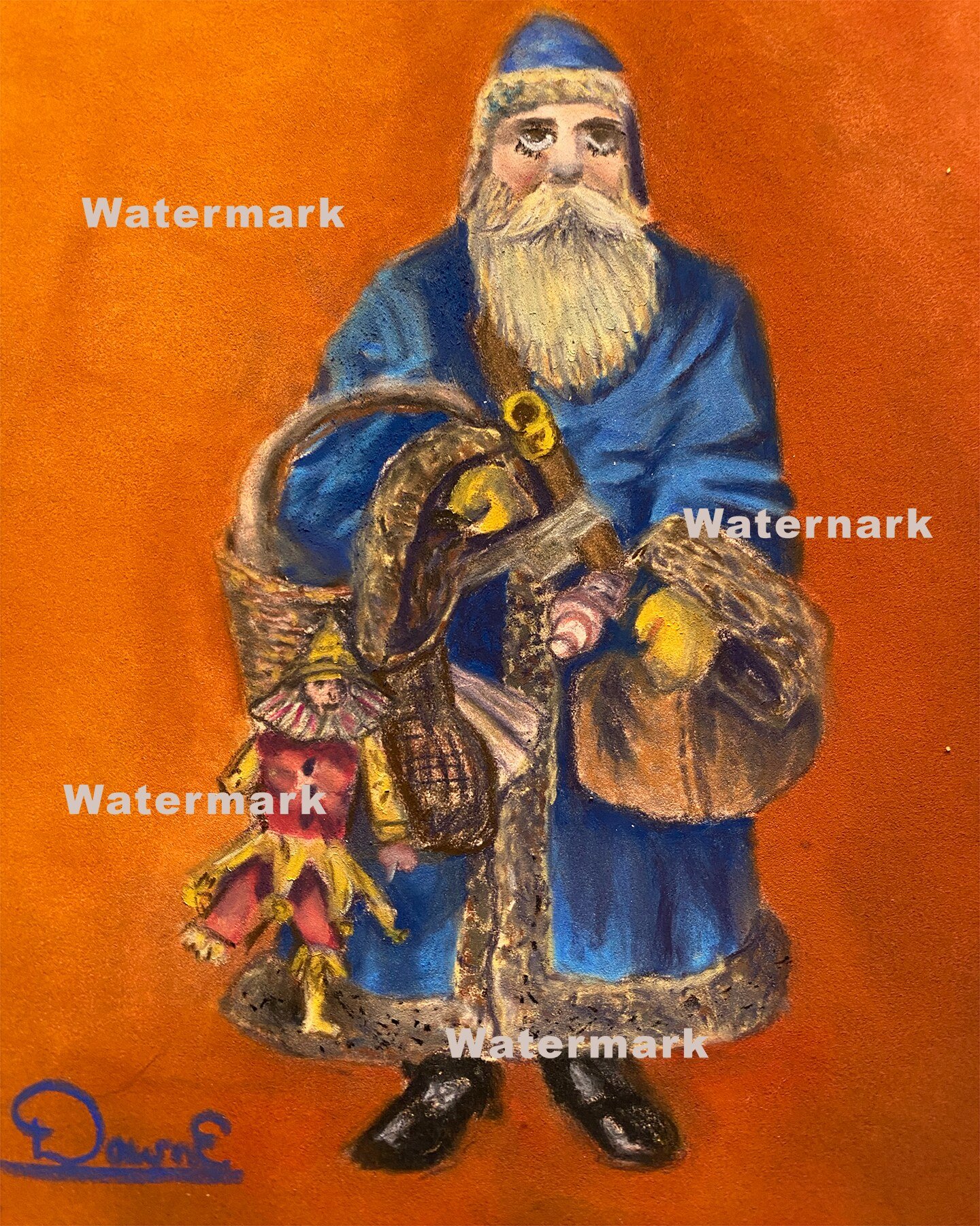 Old Fashion Santa - Original Pastel Painting