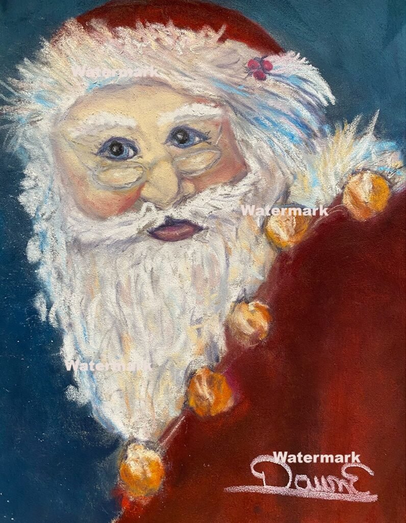 Santa pastel painting by DawnE - classic Santa portrait