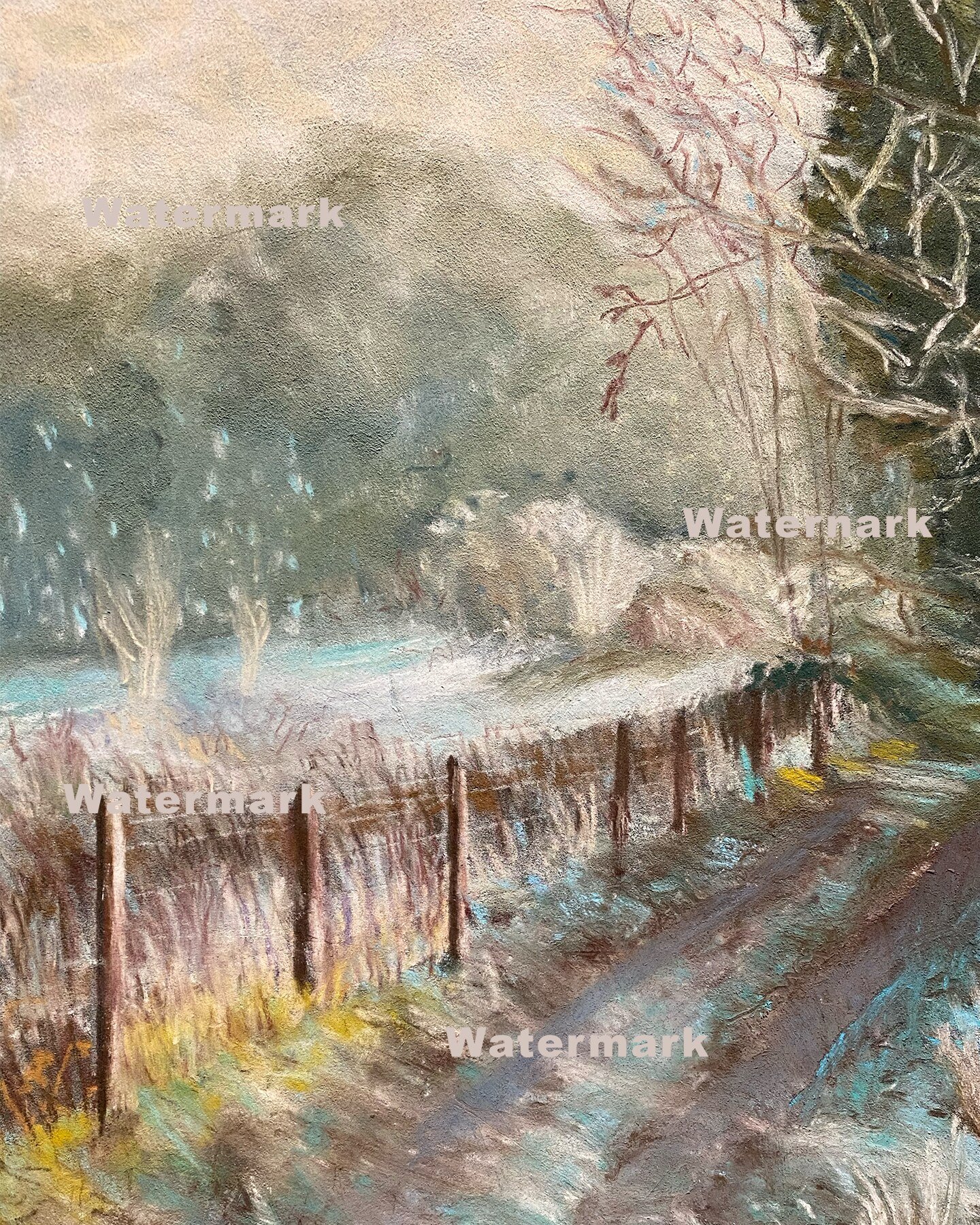 Snowy Pasture - Original Pastel Painting