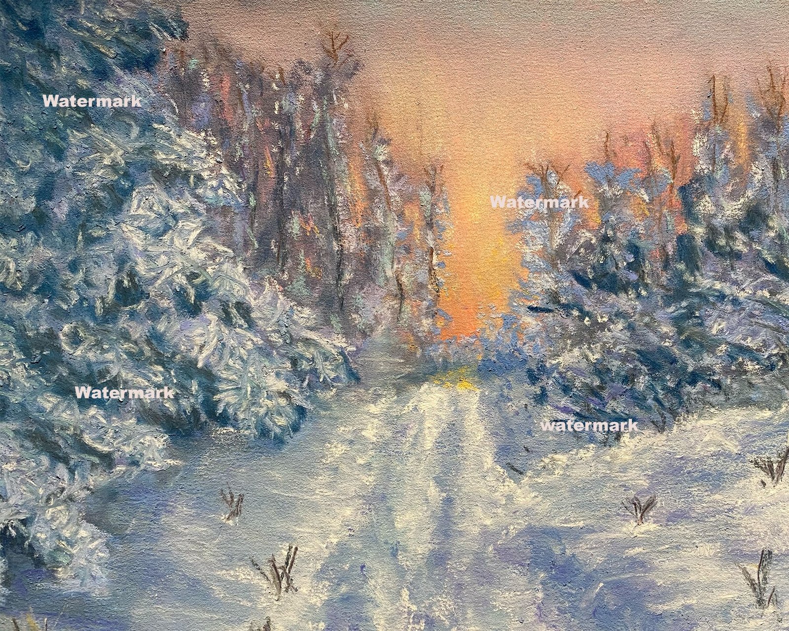 Winter Road - Original Pastel Painting