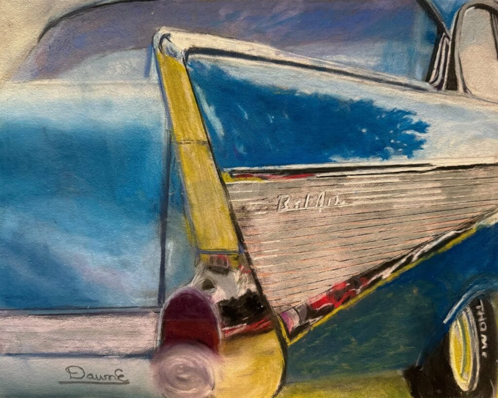 57 Chevy pastel painting by DawnE