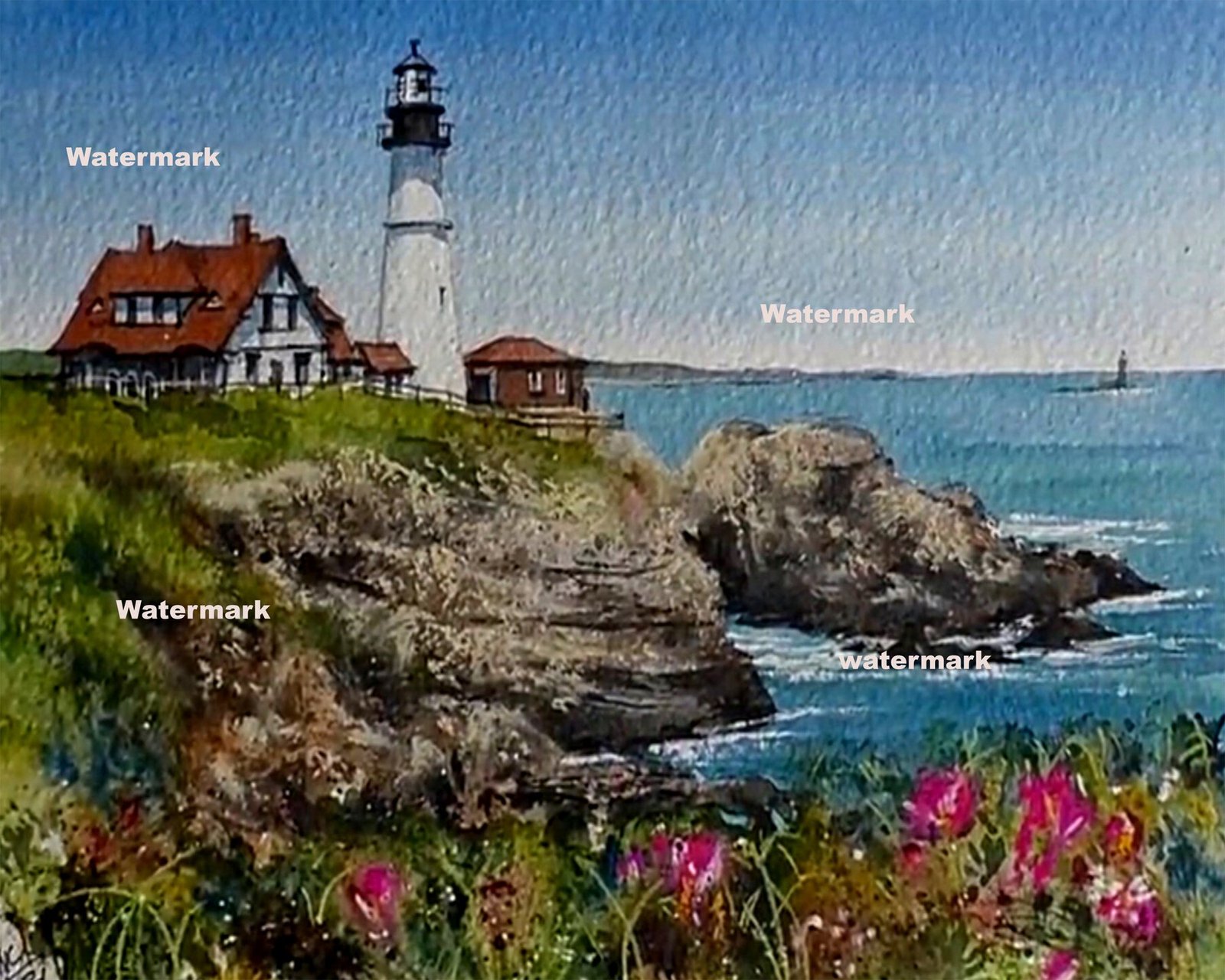 Lighthouse Mixed Media - Original Pastel Painting