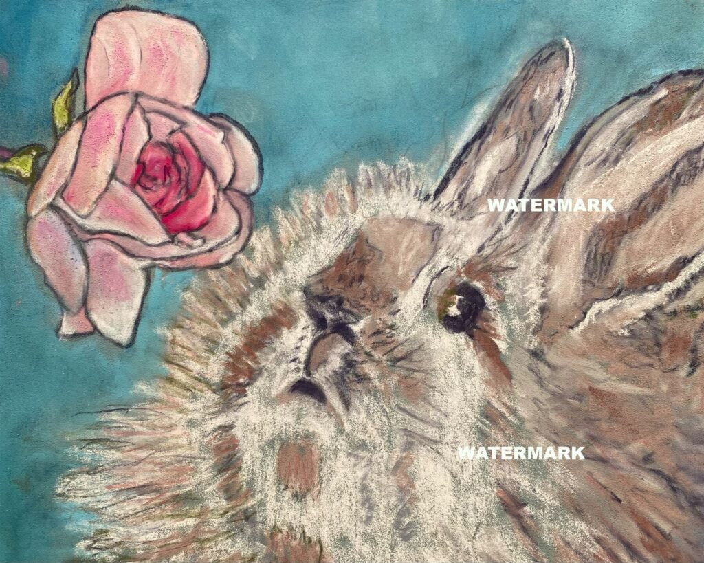 Love Bunny pastel painting by DawnE