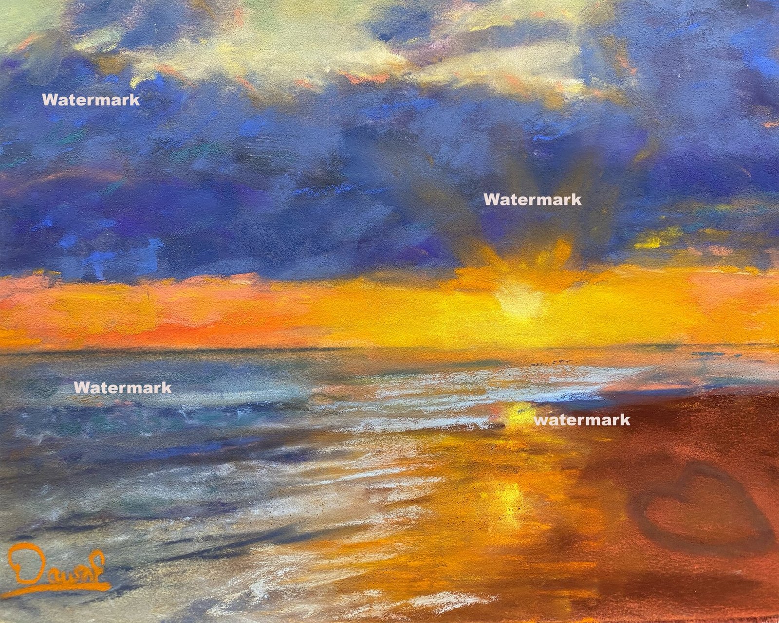 Love on The Beach - Original Pastel Painting