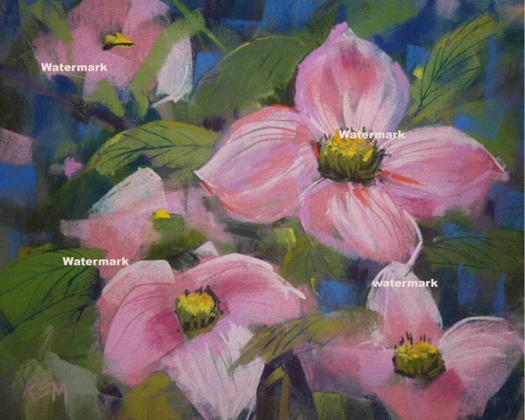 Pink Batches pastel painting by DawnE