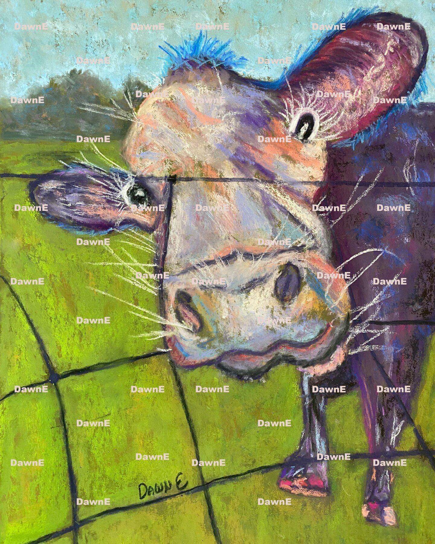 Purple Cow - Original Pastel Painting