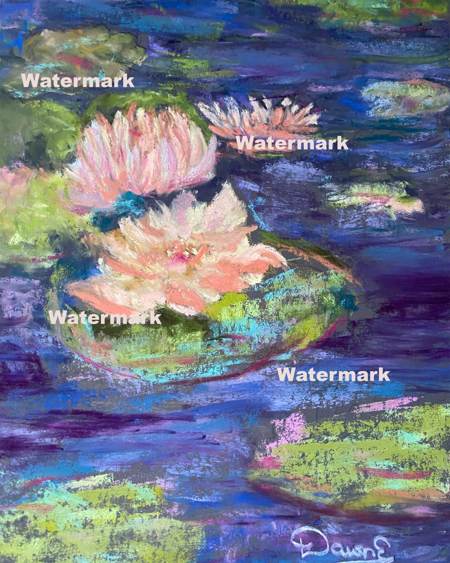 Purple Pond Lillies - Original Pastel Painting