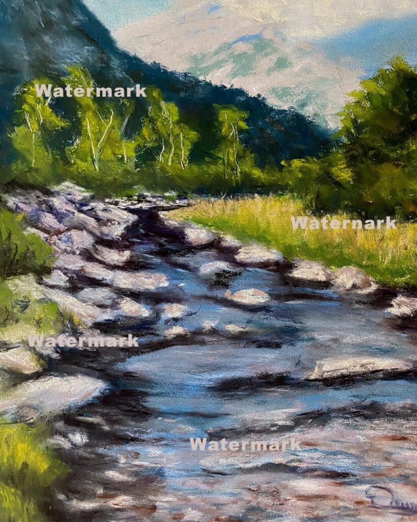River Rocks pastel painting by DawnE
