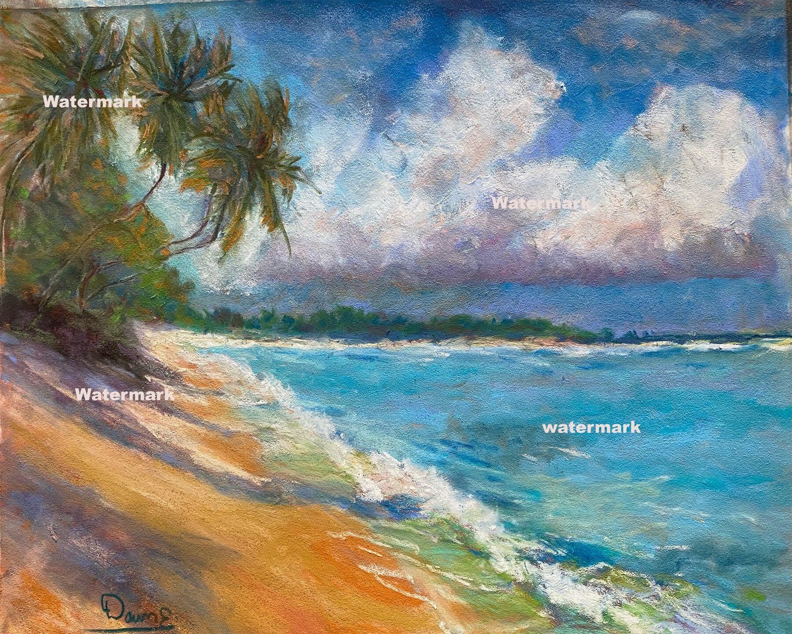 Tropical Beach - Original Pastel Painting