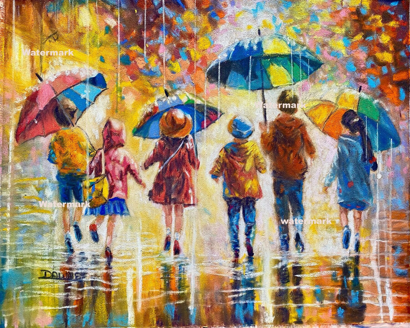 Umbrella Splash pastel painting — prints available