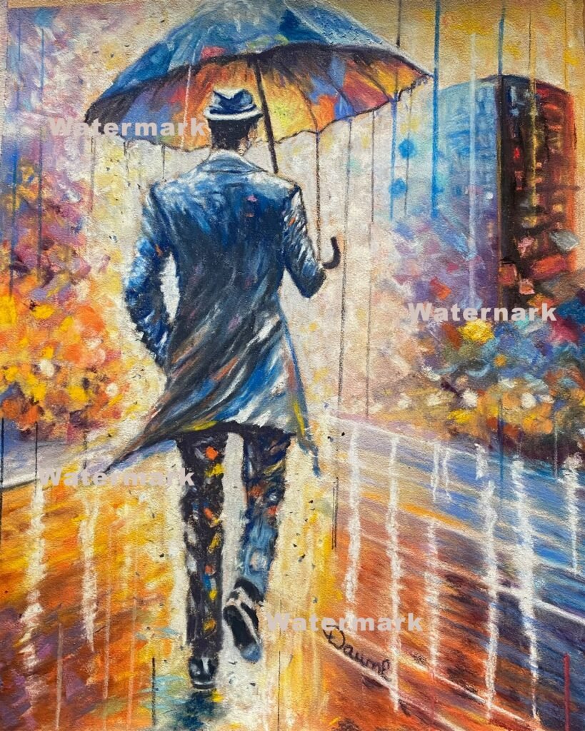 Umbrella Symphony pastel painting by DawnE