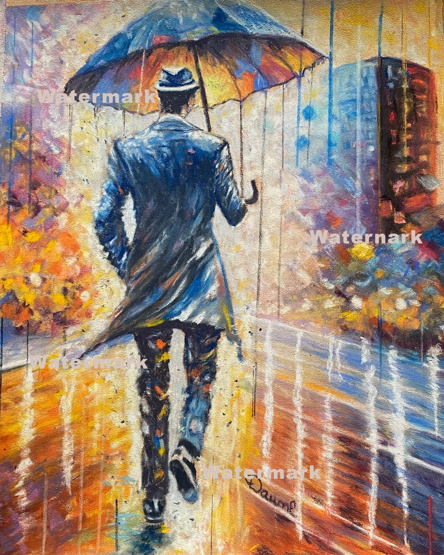 Umbrella Symphony - Original Pastel Painting