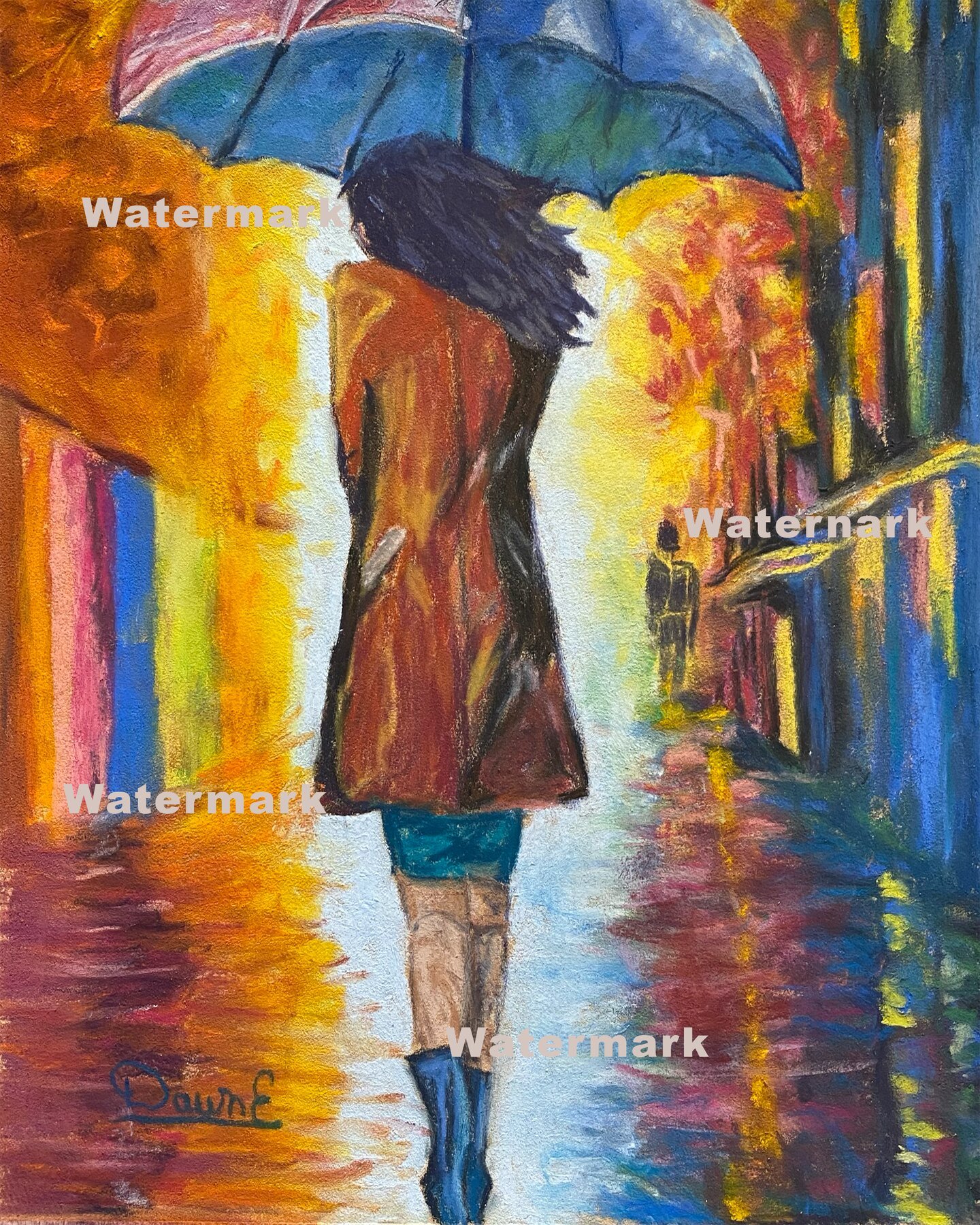 Umbrella Waltz - Original Pastel Painting